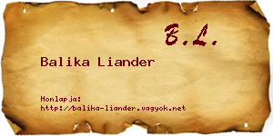 Balika Liander névjegykártya